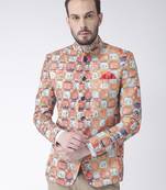 Multicolor Printed Polyester Bandhgala Suit