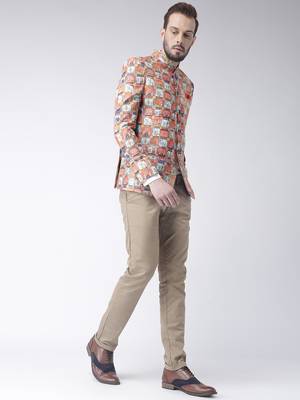 Multicolor Printed Polyester Bandhgala Suit 2