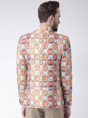Multicolor Printed Polyester Bandhgala Suit 5