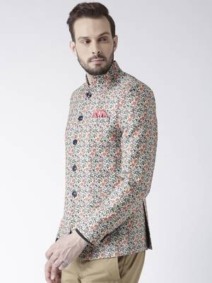 Multicolor Printed Polyester Bandhgala Suit 3