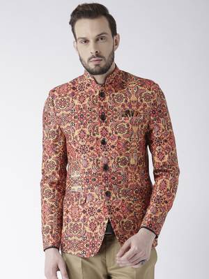 Multicolor Printed Polyester Bandhgala Suit 1