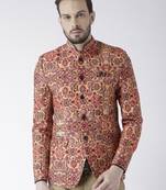 Multicolor Printed Polyester Bandhgala Suit
