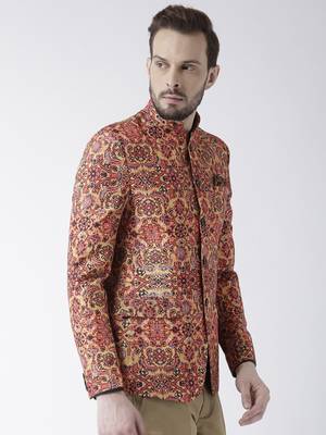 Multicolor Printed Polyester Bandhgala Suit 3