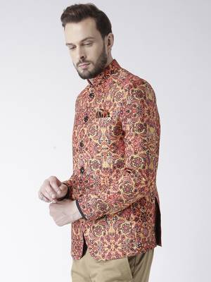 Multicolor Printed Polyester Bandhgala Suit 4