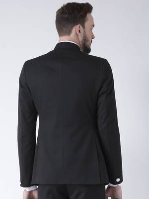 Black Plain Polyester Bandhgala Suit 5