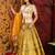 Yellow Embroidered Silk Semi Stitched bridal lehenga