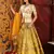 Yellow Embroidered Silk Semi Stitched bridal lehenga