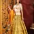 Yellow Embroidered Silk Semi Stitched bridal lehenga