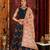 Navy Blue Embroidered Silk Semi Stitched bridal lehenga