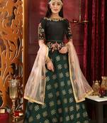 Green Embroidered Silk Unstitched Lehenga With Dupatta