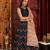 Navy Blue Embroidered Silk Semi Stitched bridal lehenga