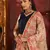 Navy Blue Embroidered Silk Semi Stitched bridal lehenga