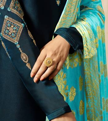 Blue embroidered georgette salwar with dupatta 3