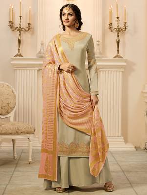 Grey embroidered georgette salwar with dupatta 2