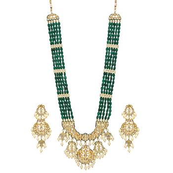 Designer Kundan Wedding Green Women Necklace Sets 1