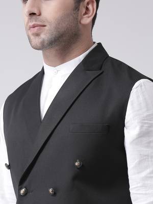 Black plain cotton poly
 nehru jacket 5