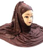 Coffee Embroidered Cotton Hijab