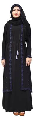 Black Embroidered Lycra Burka 1