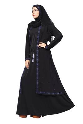 Black Embroidered Lycra Burka 2