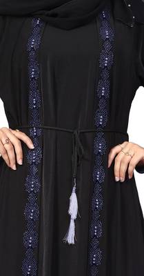 Black Embroidered Lycra Burka 3