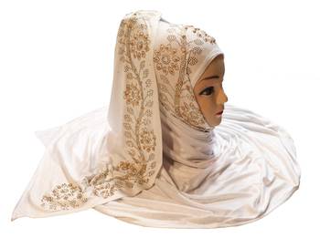 White Embroidered Cotton Hijab 1