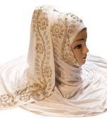 White Embroidered Cotton Hijab