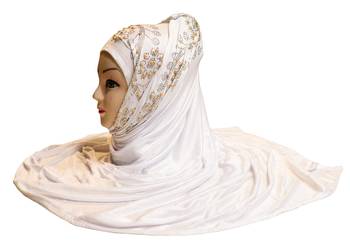 White Embroidered Cotton Hijab 4