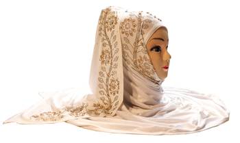 White Embroidered Cotton Hijab 5