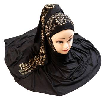 Black Embroidered Cotton Hijab 4