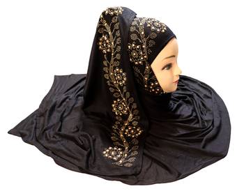 Black Embroidered Cotton Hijab 5
