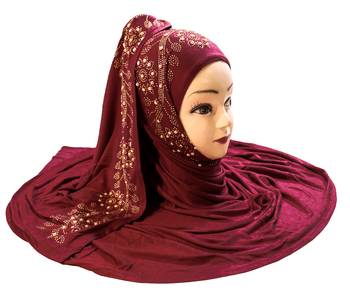 Maroon Embroidered Cotton Hijab 4