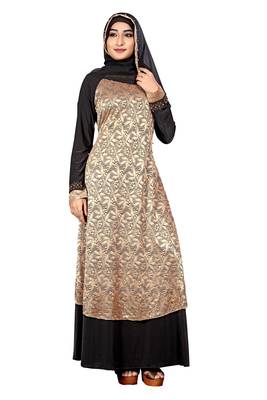 Black Embroidered Lycra Burka 1