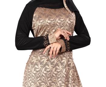 Black Embroidered Lycra Burka 2