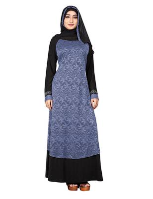 Black Embroidered Lycra Burka 1