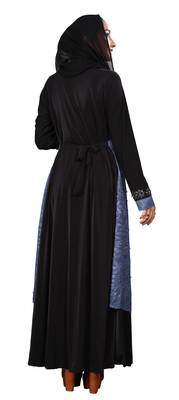Black Embroidered Lycra Burka 3