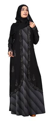 Black Embroidered Lycra Burka 1