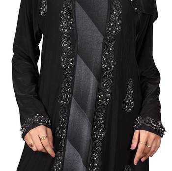Black Embroidered Lycra Burka 2