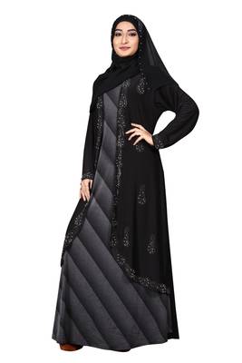 Black Embroidered Lycra Burka 4
