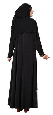 Black Embroidered Lycra Burka 5