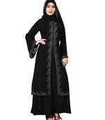 Black Embroidered Lycra Burka