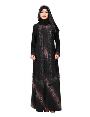 Light Violet Embroidered Lycra Burka 2