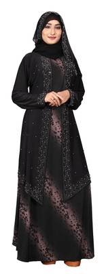 Light Violet Embroidered Lycra Burka 4