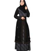 Grey Embroidered Lycra Burka