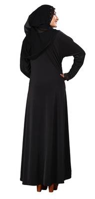 Grey Embroidered Lycra Burka 3