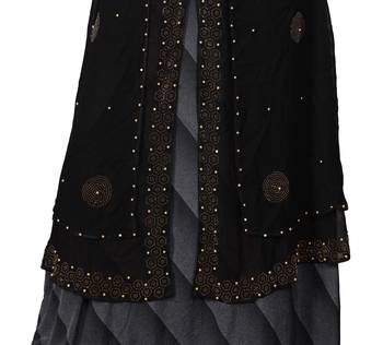 Grey Embroidered Lycra Burka 4