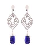 7.45 Gms Silver With Onyx Stone Designer Earrings