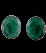 4.60 Gms Silver With Emerals Simple Earrings