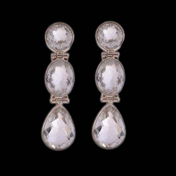 15.42 Gms Silver With Crystal Designer Earrings 1