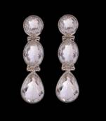 15.42 Gms Silver With Crystal Designer Earrings
