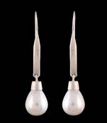 8.97 Gms Silver With Pearl Drop Earrings